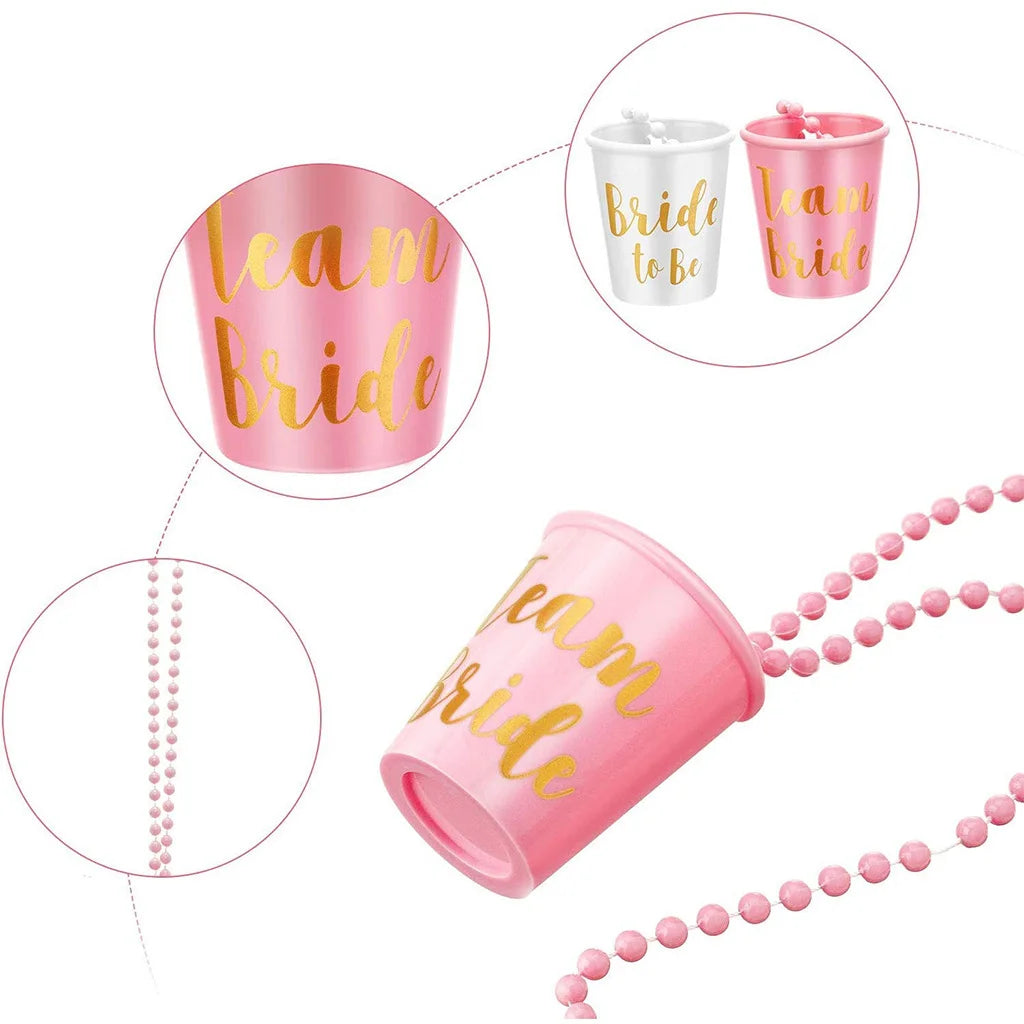 12pack - Party Shot Glasses w/necklace (Team Bride or Groom Team)