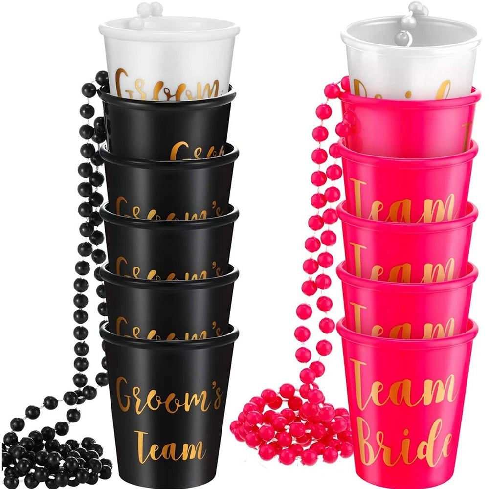 12pack - Party Shot Glasses w/necklace (Team Bride or Groom Team)