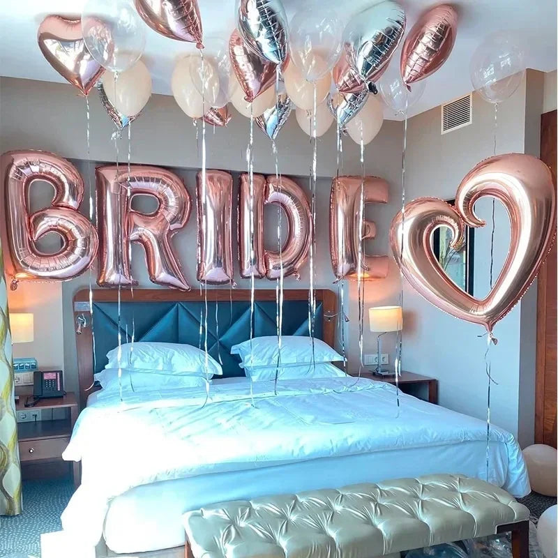 BRIDE balloons - 32Inch - Rose Gold, Silverm Gold