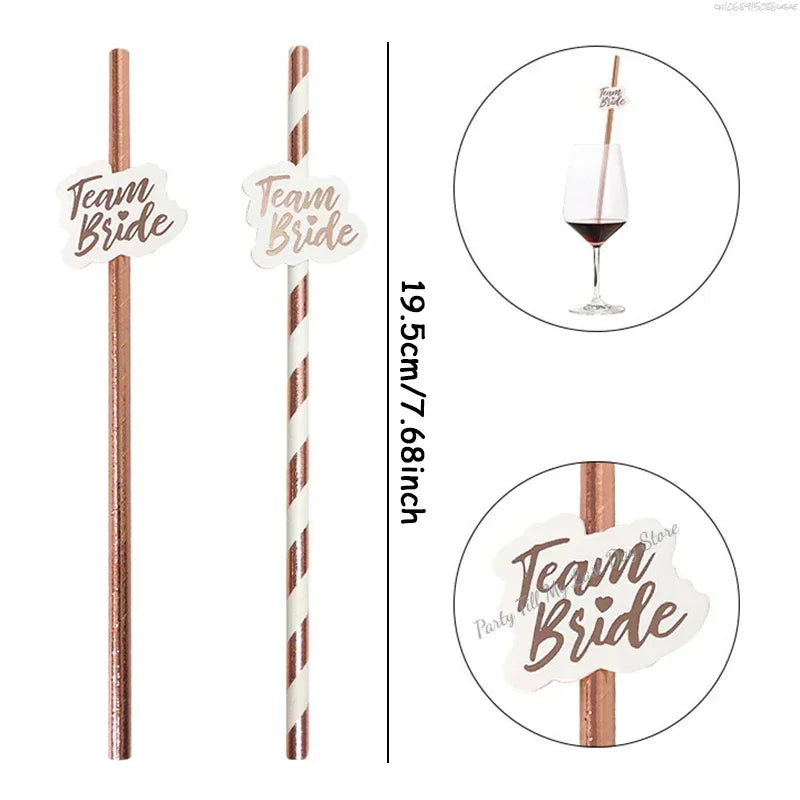 10pcs Team Bride Straws