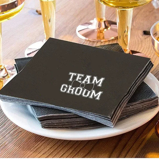 Team Groom - 20pc black napkins